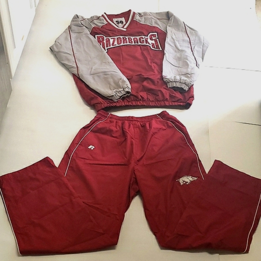 Razorbacks Red and Gray Windbreaker Jacket
